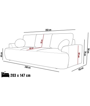 Sofa dwuosobowa VELO wolnostojący z funkcją spania w tkaninie Coral 50