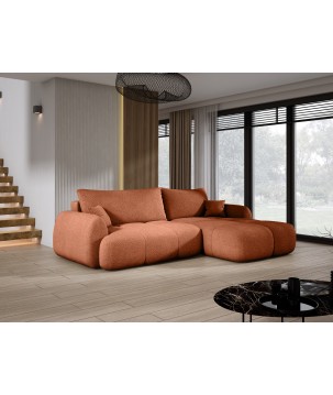 Narożnik COCO Prawostronny z funkcją spania poduszkami i pojemnikiem NowOrNever 56 Miedziany DOMO HOME
