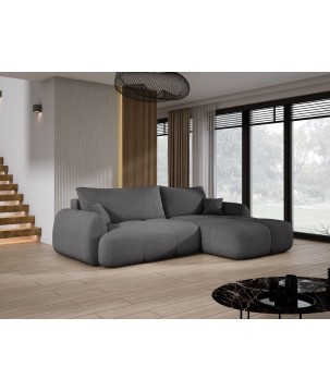Narożnik COCO Prawostronny z funkcją spania poduszkami i pojemnikiem NowOrNever 92 Szary DOMO HOME