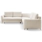 Narożnik LAREN nowoczesna sofa z funkcją spania, pojemnik na pościel, plastikowe nogi, lewa strona, CREMAL, 251x251x85 cm