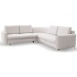 Narożnik LAREN nowoczesna sofa z funkcją spania, pojemnik na pościel, plastikowe nogi, lewa strona, ECRU, 251x251x85 cm