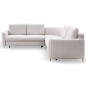 Narożnik LAREN nowoczesna sofa z funkcją spania, pojemnik na pościel, plastikowe nogi, lewa strona, ECRU, 251x251x85 cm