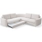 Narożnik LAREN nowoczesna sofa z funkcją spania, pojemnik na pościel, plastikowe nogi, lewa strona, ECRU, 251x251x85 cm