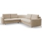 Narożnik LAREN nowoczesna sofa z funkcją spania, pojemnik na pościel, plastikowe nogi, lewa strona, BEŻOWY, 251x251x85 cm