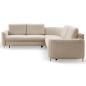 Narożnik LAREN nowoczesna sofa z funkcją spania, pojemnik na pościel, plastikowe nogi, lewa strona, BEŻOWY, 251x251x85 cm