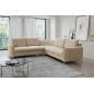 Narożnik LAREN nowoczesna sofa z funkcją spania, pojemnik na pościel, plastikowe nogi, lewa strona, BEŻOWY, 251x251x85 cm