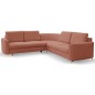 Narożnik LAREN nowoczesna sofa z funkcją spania, pojemnik na pościel, plastikowe nogi, lewa strona, PUDROWY RÓŻ, 251x251x85 cm