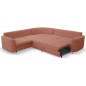 Narożnik LAREN nowoczesna sofa z funkcją spania, pojemnik na pościel, plastikowe nogi, lewa strona, PUDROWY RÓŻ, 251x251x85 cm
