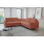 Narożnik LAREN nowoczesna sofa z funkcją spania, pojemnik na pościel, plastikowe nogi, lewa strona, PUDROWY RÓŻ, 251x251x85 cm