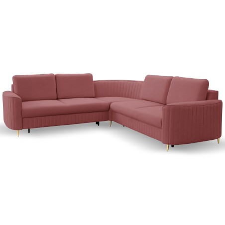 Narożnik LAREN nowoczesna sofa z funkcją spania, pojemnik na pościel, plastikowe nogi, lewa strona, BURGUND, 251x251x85 cm