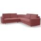 Narożnik LAREN nowoczesna sofa z funkcją spania, pojemnik na pościel, plastikowe nogi, lewa strona, BURGUND, 251x251x85 cm