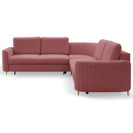 Narożnik LAREN nowoczesna sofa z funkcją spania, pojemnik na pościel, plastikowe nogi, lewa strona, BURGUND, 251x251x85 cm