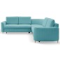 Narożnik LAREN nowoczesna sofa z funkcją spania, pojemnik na pościel, plastikowe nogi, lewa strona, TURKUSOWY, 251x251x85 cm