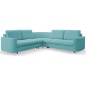 Narożnik LAREN nowoczesna sofa z funkcją spania, pojemnik na pościel, plastikowe nogi, lewa strona, TURKUSOWY, 251x251x85 cm