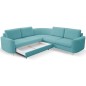 Narożnik LAREN nowoczesna sofa z funkcją spania, pojemnik na pościel, plastikowe nogi, lewa strona, TURKUSOWY, 251x251x85 cm