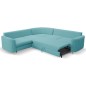 Narożnik LAREN nowoczesna sofa z funkcją spania, pojemnik na pościel, plastikowe nogi, lewa strona, TURKUSOWY, 251x251x85 cm