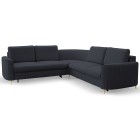Narożnik LAREN nowoczesna sofa z funkcją spania, pojemnik na pościel, plastikowe nogi, lewa strona, GRANATOWY, 251x251x85 cm