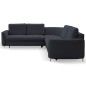 Narożnik LAREN nowoczesna sofa z funkcją spania, pojemnik na pościel, plastikowe nogi, lewa strona, GRANATOWY, 251x251x85 cm