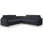 Narożnik LAREN nowoczesna sofa z funkcją spania, pojemnik na pościel, plastikowe nogi, lewa strona, GRANATOWY, 251x251x85 cm