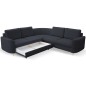 Narożnik LAREN nowoczesna sofa z funkcją spania, pojemnik na pościel, plastikowe nogi, lewa strona, GRANATOWY, 251x251x85 cm