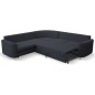 Narożnik LAREN nowoczesna sofa z funkcją spania, pojemnik na pościel, plastikowe nogi, lewa strona, GRANATOWY, 251x251x85 cm