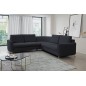 Narożnik LAREN nowoczesna sofa z funkcją spania, pojemnik na pościel, plastikowe nogi, lewa strona, GRANATOWY, 251x251x85 cm