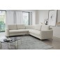 Narożnik LAREN nowoczesna sofa z funkcją spania, pojemnik na pościel, plastikowe nogi, lewa strona, JASNY ASHLEY, 251x251x85 cm