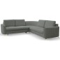 Narożnik LAREN nowoczesna sofa z funkcją spania, pojemnik na pościel, plastikowe nogi, lewa strona, CIEMNOSZARY, 251x251x85 cm