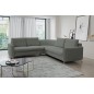 Narożnik LAREN nowoczesna sofa z funkcją spania, pojemnik na pościel, plastikowe nogi, lewa strona, CIEMNOSZARY, 251x251x85 cm