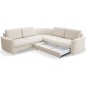 Narożnik LAREN nowoczesna sofa z funkcją spania, pojemnik na pościel, plastikowe nogi, prawa strona, CREMAL, 251x251x85 cm