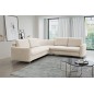 Narożnik LAREN nowoczesna sofa z funkcją spania, pojemnik na pościel, plastikowe nogi, prawa strona, CREMAL, 251x251x85 cm