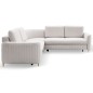 Narożnik LAREN nowoczesna sofa z funkcją spania, pojemnik na pościel, plastikowe nogi, prawa strona, ECRU, 251x251x85 cm