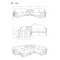 Narożnik LAREN nowoczesna sofa z funkcją spania, pojemnik na pościel, plastikowe nogi, prawa strona, ECRU, 251x251x85 cm