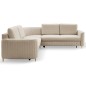 Narożnik LAREN nowoczesna sofa z funkcją spania, pojemnik na pościel, plastikowe nogi, prawa strona, BEŻOWY, 251x251x85 cm