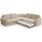 Narożnik LAREN nowoczesna sofa z funkcją spania, pojemnik na pościel, plastikowe nogi, prawa strona, BEŻOWY, 251x251x85 cm