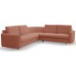 Narożnik LAREN nowoczesna sofa z funkcją spania, pojemnik na pościel, plastikowe nogi, prawa strona, PUDROWY RÓŻ, 251x251x85 cm