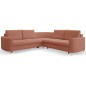 Narożnik LAREN nowoczesna sofa z funkcją spania, pojemnik na pościel, plastikowe nogi, prawa strona, PUDROWY RÓŻ, 251x251x85 cm