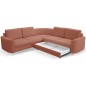 Narożnik LAREN nowoczesna sofa z funkcją spania, pojemnik na pościel, plastikowe nogi, prawa strona, PUDROWY RÓŻ, 251x251x85 cm