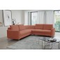 Narożnik LAREN nowoczesna sofa z funkcją spania, pojemnik na pościel, plastikowe nogi, prawa strona, PUDROWY RÓŻ, 251x251x85 cm