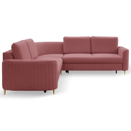 Narożnik LAREN nowoczesna sofa z funkcją spania, pojemnik na pościel, plastikowe nogi, prawa strona, BURGUND, 251x251x85 cm