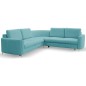Narożnik LAREN nowoczesna sofa z funkcją spania, pojemnik na pościel, plastikowe nogi, prawa strona, TURKUSOWY, 251x251x85 cm