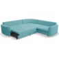 Narożnik LAREN nowoczesna sofa z funkcją spania, pojemnik na pościel, plastikowe nogi, prawa strona, TURKUSOWY, 251x251x85 cm