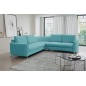 Narożnik LAREN nowoczesna sofa z funkcją spania, pojemnik na pościel, plastikowe nogi, prawa strona, TURKUSOWY, 251x251x85 cm