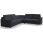 Narożnik LAREN nowoczesna sofa z funkcją spania, pojemnik na pościel, plastikowe nogi, prawa strona, GRANATOWY, 251x251x85 cm