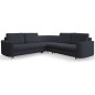 Narożnik LAREN nowoczesna sofa z funkcją spania, pojemnik na pościel, plastikowe nogi, prawa strona, GRANATOWY, 251x251x85 cm