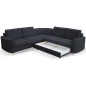 Narożnik LAREN nowoczesna sofa z funkcją spania, pojemnik na pościel, plastikowe nogi, prawa strona, GRANATOWY, 251x251x85 cm