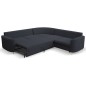 Narożnik LAREN nowoczesna sofa z funkcją spania, pojemnik na pościel, plastikowe nogi, prawa strona, GRANATOWY, 251x251x85 cm