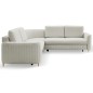 Narożnik LAREN nowoczesna sofa z funkcją spania, pojemnik na pościel, plastikowe nogi, prawa strona, JASNY ASHLEY, 251x251x85 cm