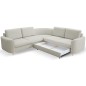 Narożnik LAREN nowoczesna sofa z funkcją spania, pojemnik na pościel, plastikowe nogi, prawa strona, JASNY ASHLEY, 251x251x85 cm