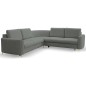 Narożnik LAREN nowoczesna sofa z funkcją spania, pojemnik na pościel, plastikowe nogi, prawa strona, CIEMNOSZARY, 251x251x85 cm